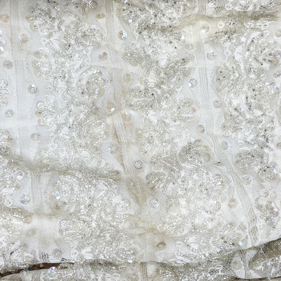 Vintage Belted Lace Button Up Shirt With Sequins and Beads - Picture 10 of 15